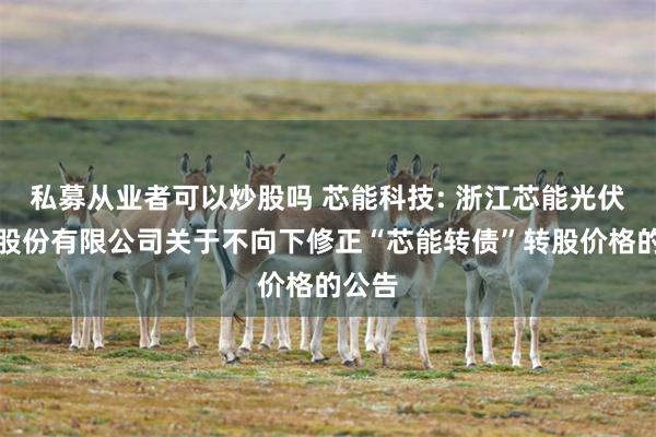 私募从业者可以炒股吗 芯能科技: 浙江芯能光伏科技股份有限公司关于不向下修正“芯能转债”转股价格的公告