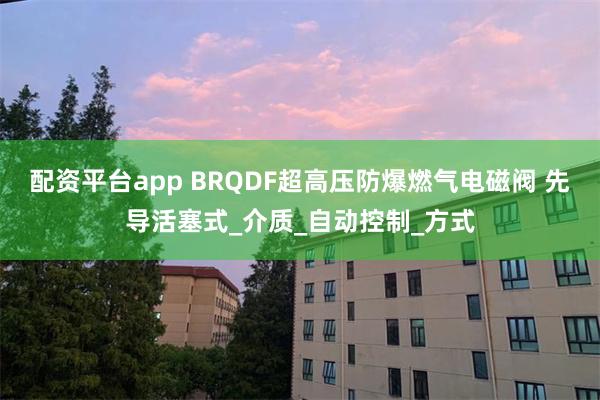 配资平台app BRQDF超高压防爆燃气电磁阀 先导活塞式_介质_自动控制_方式