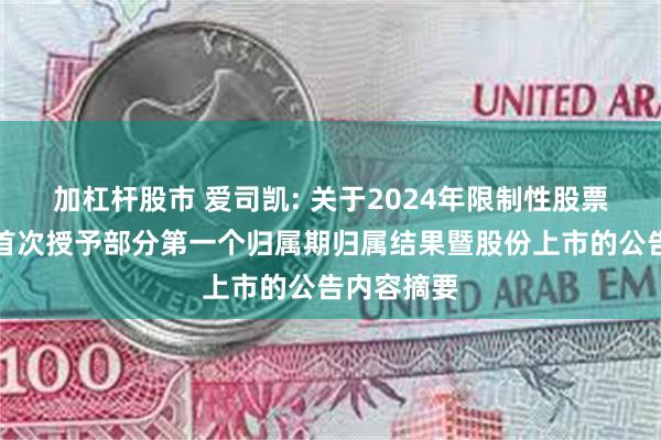 加杠杆股市 爱司凯: 关于2024年限制性股票激励计划首次授予部分第一个归属期归属结果暨股份上市的公告内容摘要