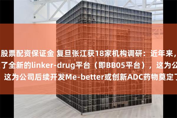 股票配资保证金 复旦张江获18家机构调研：近年来，公司在小分子端构建了全新的linker-drug平台（即BB05平台），这为公司后续开发Me-better或创新ADC药物奠定了基础（附调研问答）