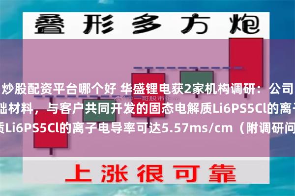 炒股配资平台哪个好 华盛锂电获2家机构调研：公司以高纯度硫化锂为基础材料，与客户共同开发的固态电解质Li6PS5Cl的离子电导率可达5.57ms/cm（附调研问答）