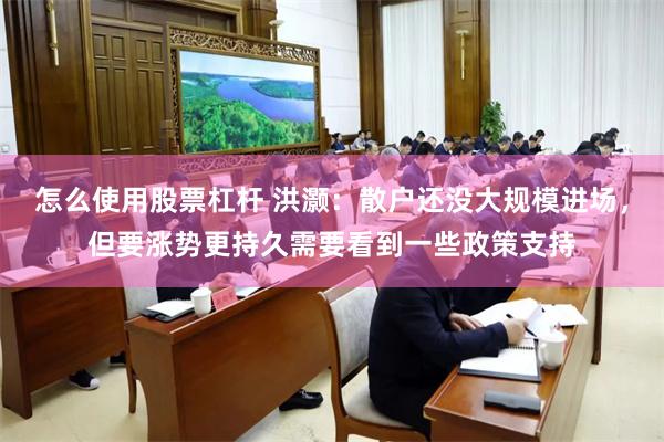 怎么使用股票杠杆 洪灏：散户还没大规模进场，但要涨势更持久需要看到一些政策支持