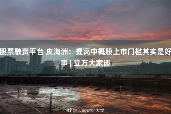 股票融资平台 皮海洲：提高中概股上市门槛其实是好事 | 立方大家谈